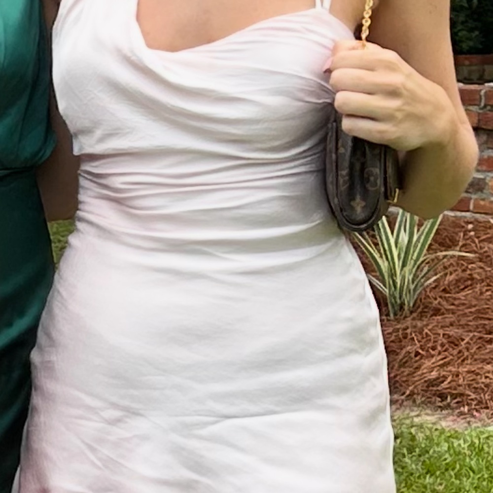 Bardot Light Pink One Shoulder Cowl Neck Dress